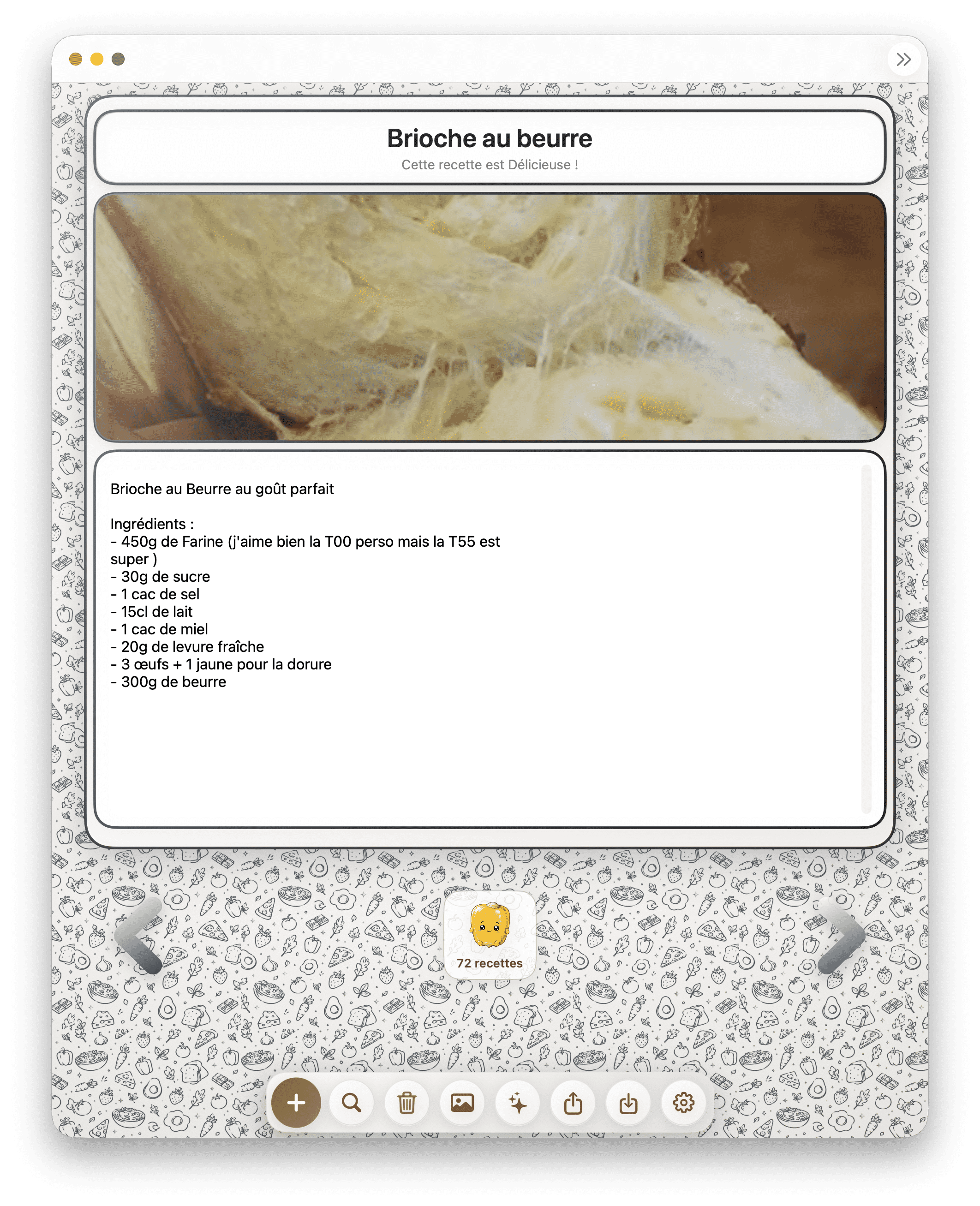 Bibliothèque de recettes Miaam sur iPad